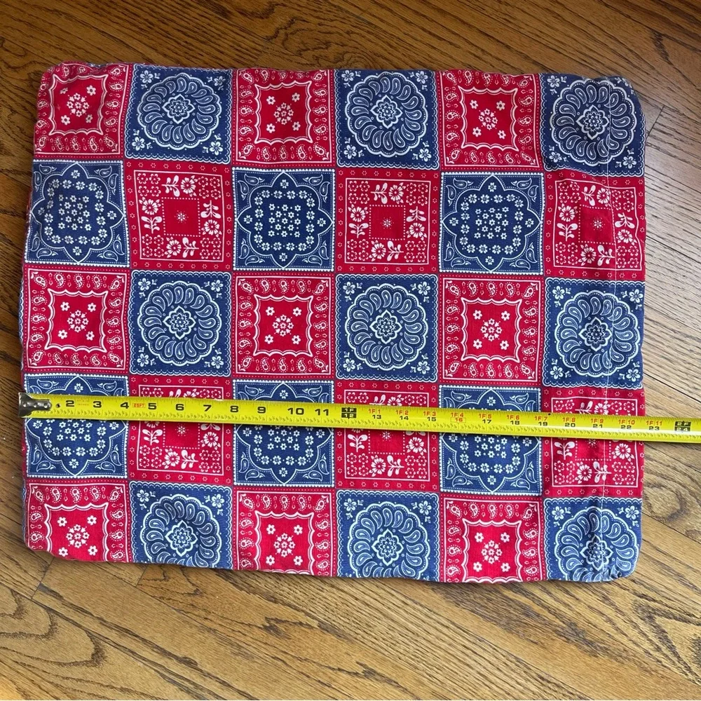 Patchwork Bandana Pillow Cover by San Diego Now Designs in Red White Blue 70s
